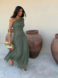 Vestido largo off-shoulder