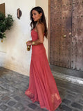 Vestido largo off-shoulder