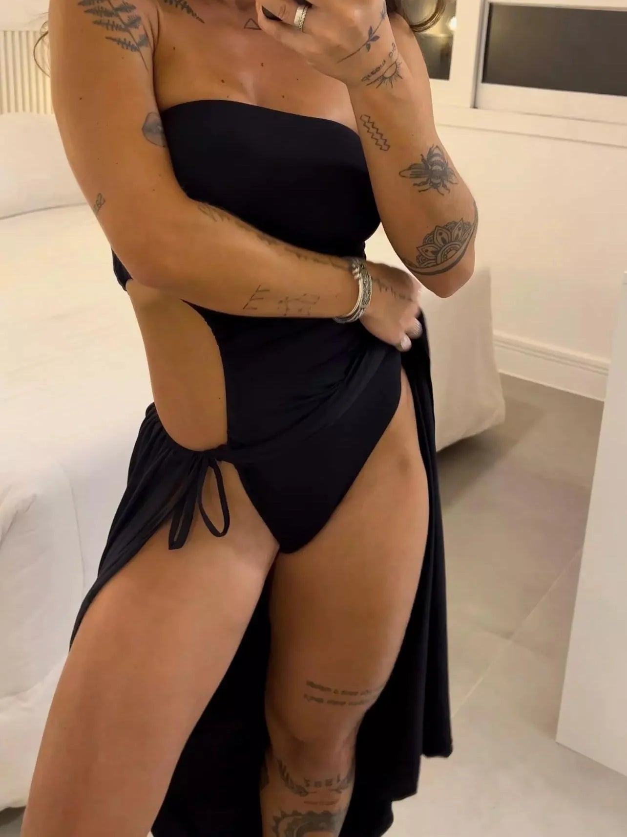 Vestido maxi strapless