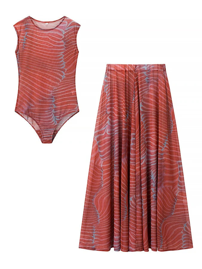 Vestido naranja a rayas