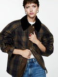 Chaqueta Tartán con Cuello de Pana