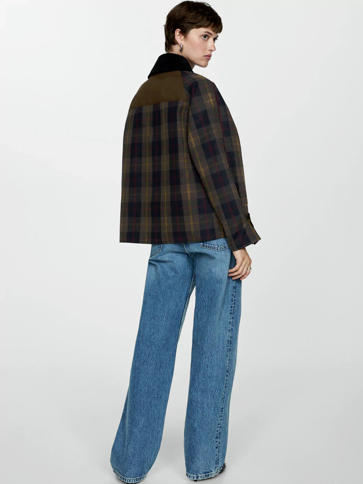 Chaqueta Tartán con Cuello de Pana