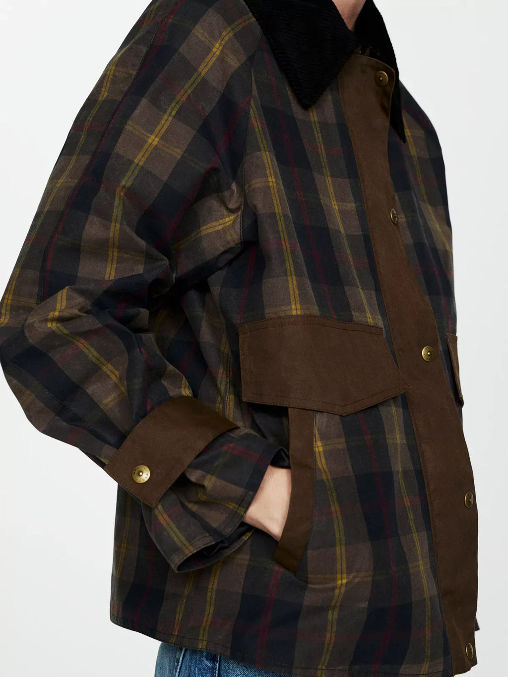 Chaqueta Tartán con Cuello de Pana