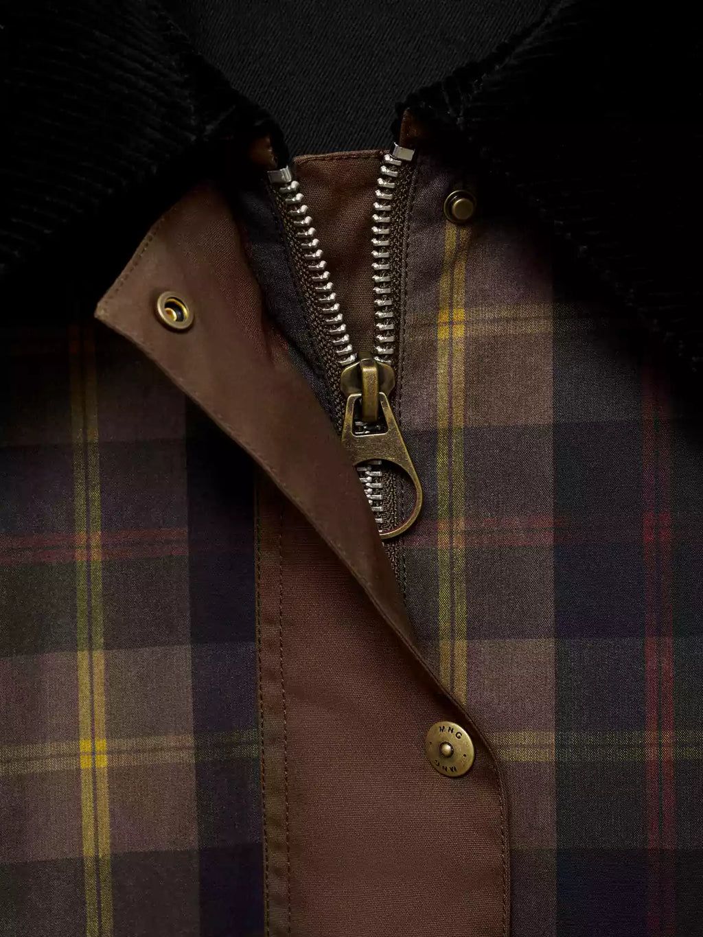 Chaqueta Tartán con Cuello de Pana