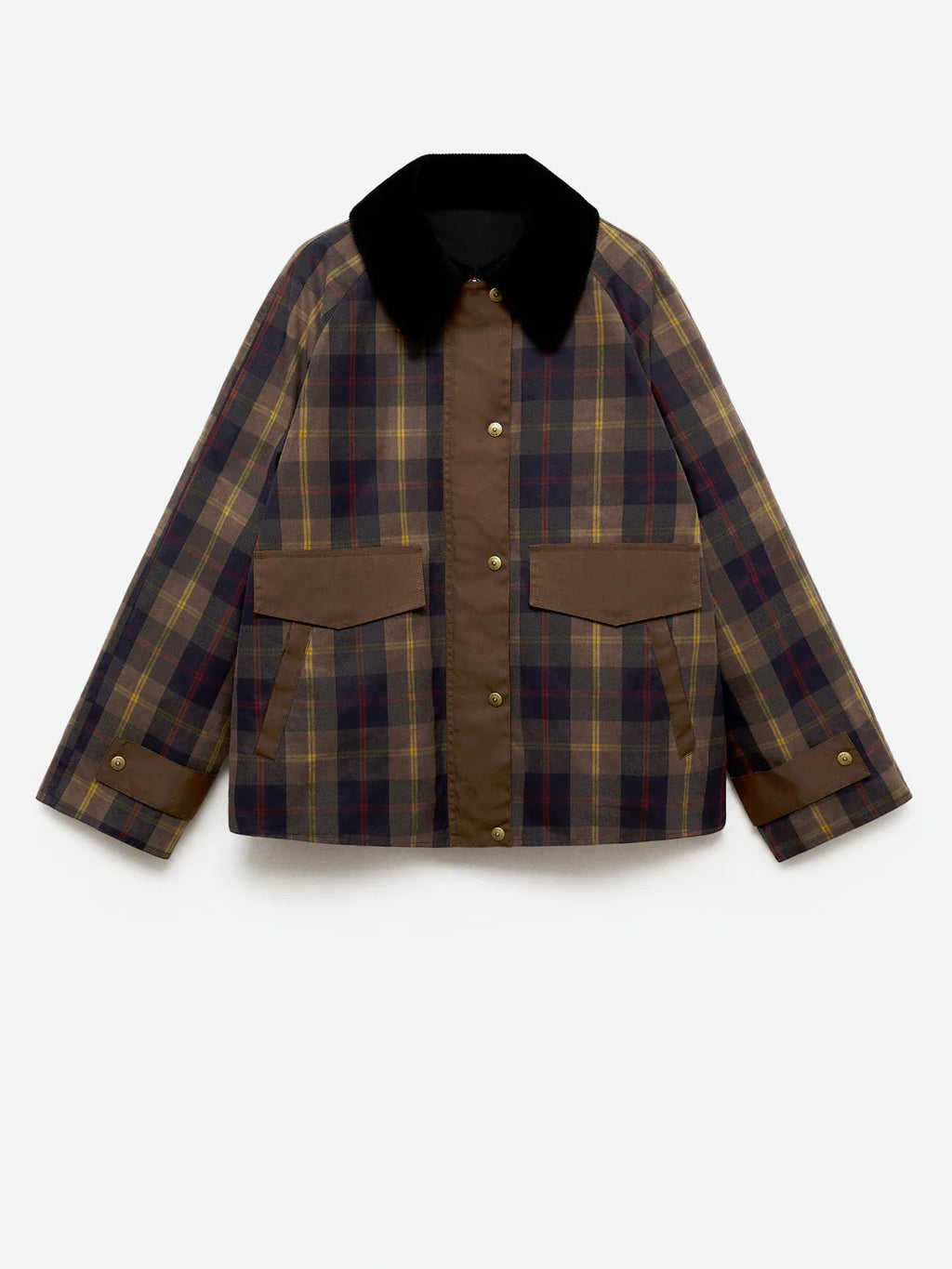 Chaqueta Tartán con Cuello de Pana