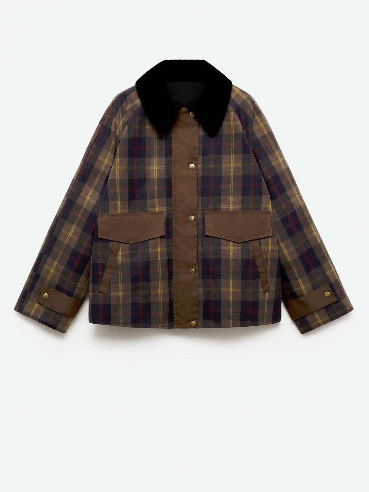 Chaqueta Tartán con Cuello de Pana
