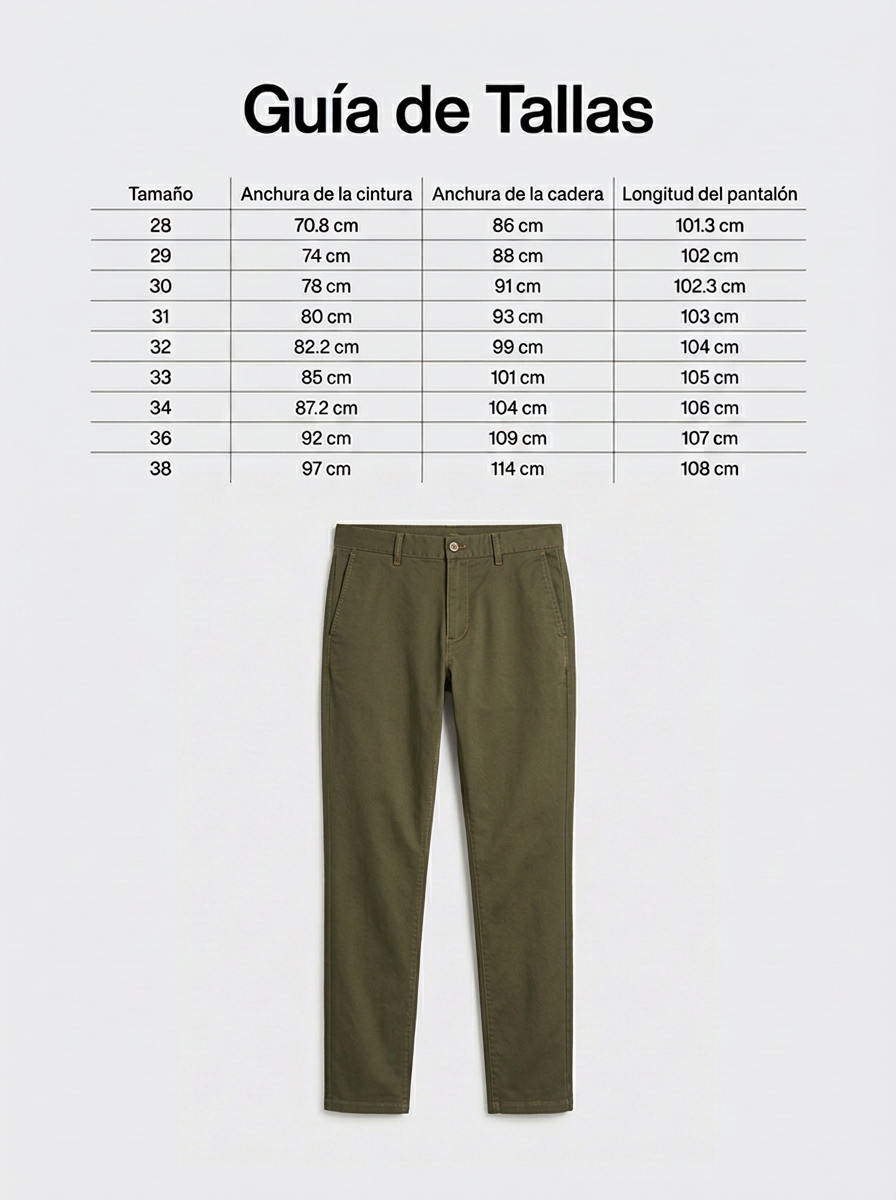 Pantalones Chinos Slim Fit Verde Caqui
