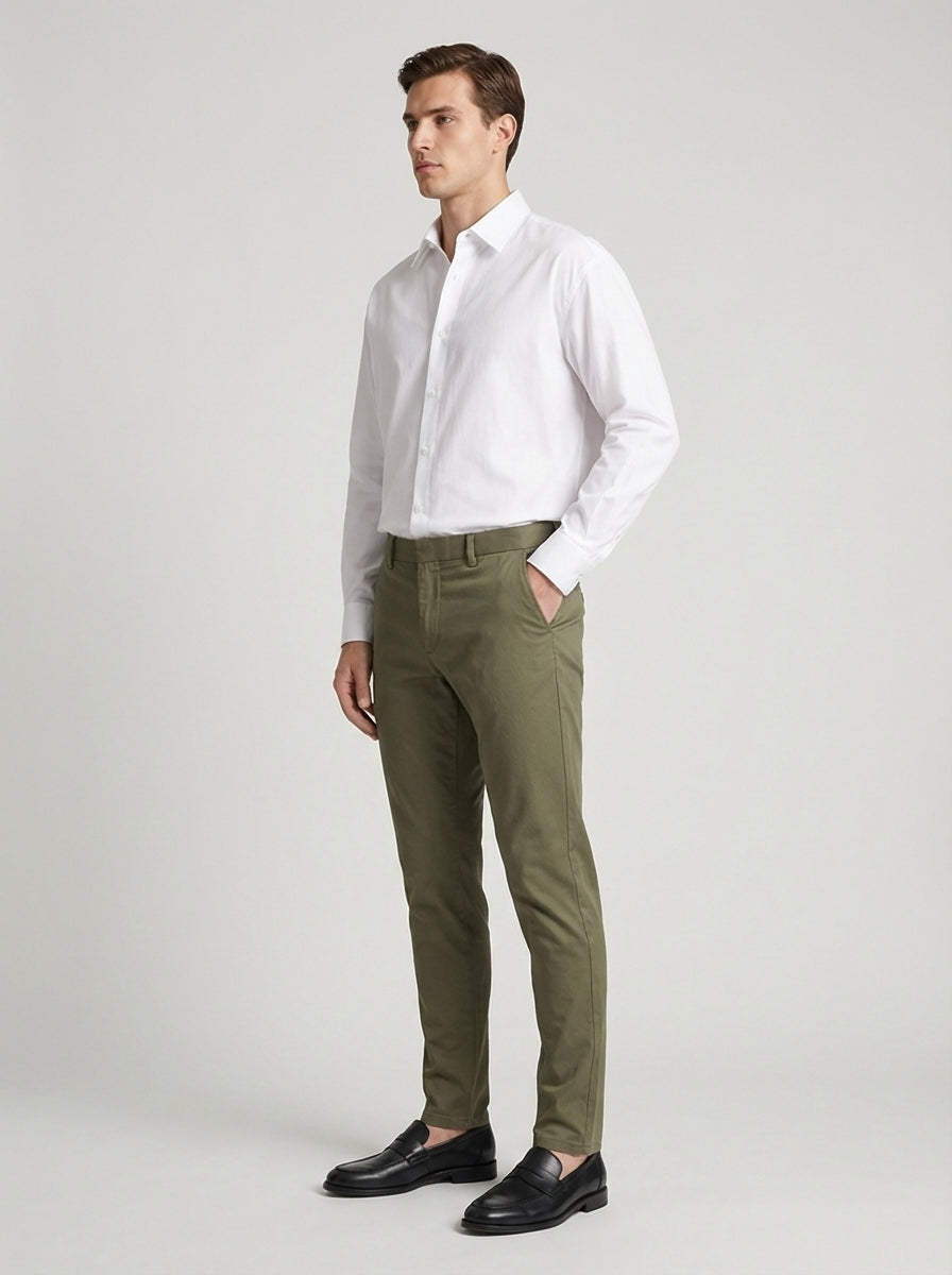 Pantalones Chinos Slim Fit Verde Caqui