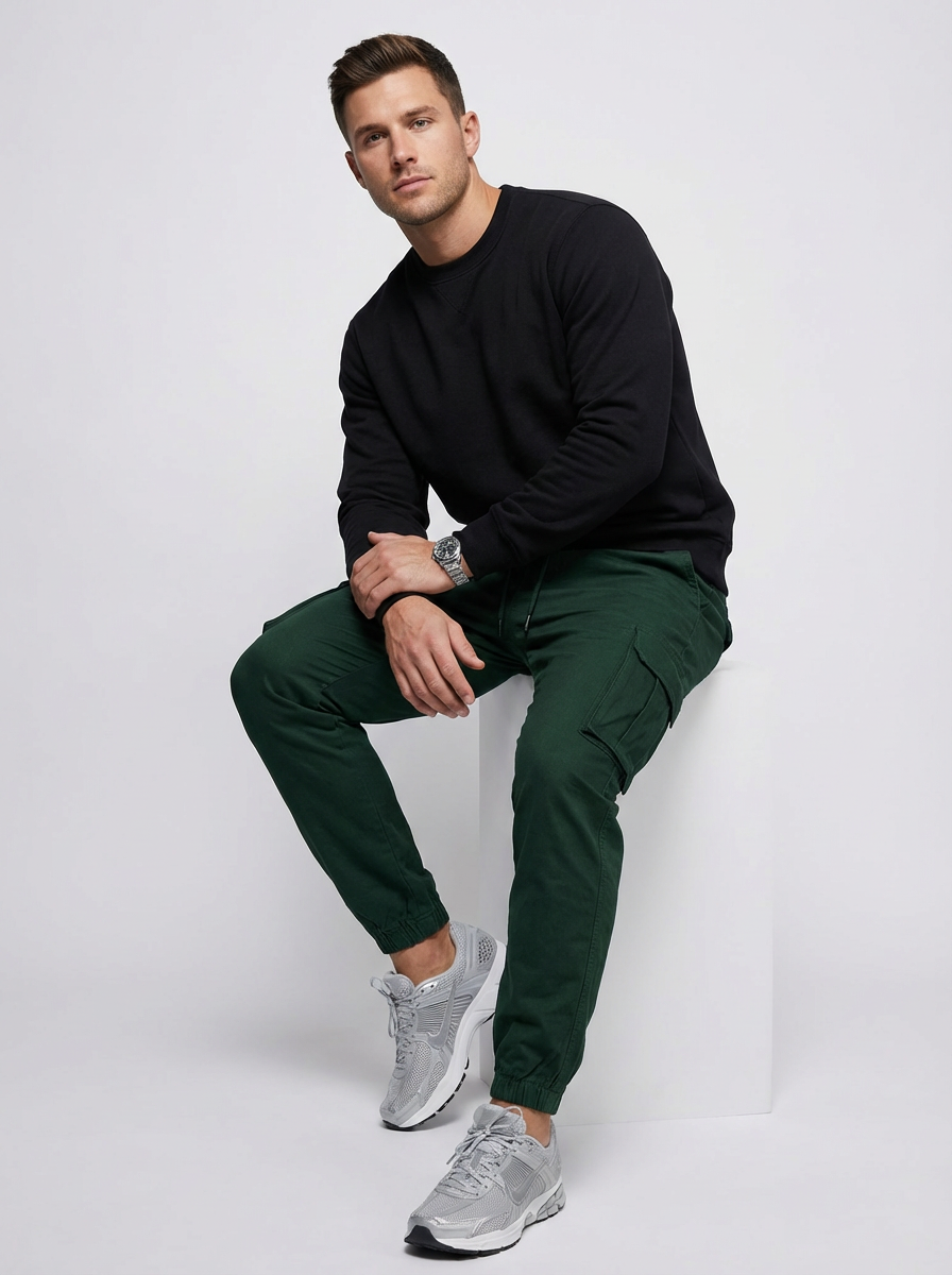 Pantalones estilo Joggers Verde Oscuro