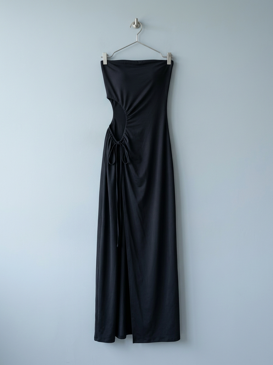 Vestido maxi strapless