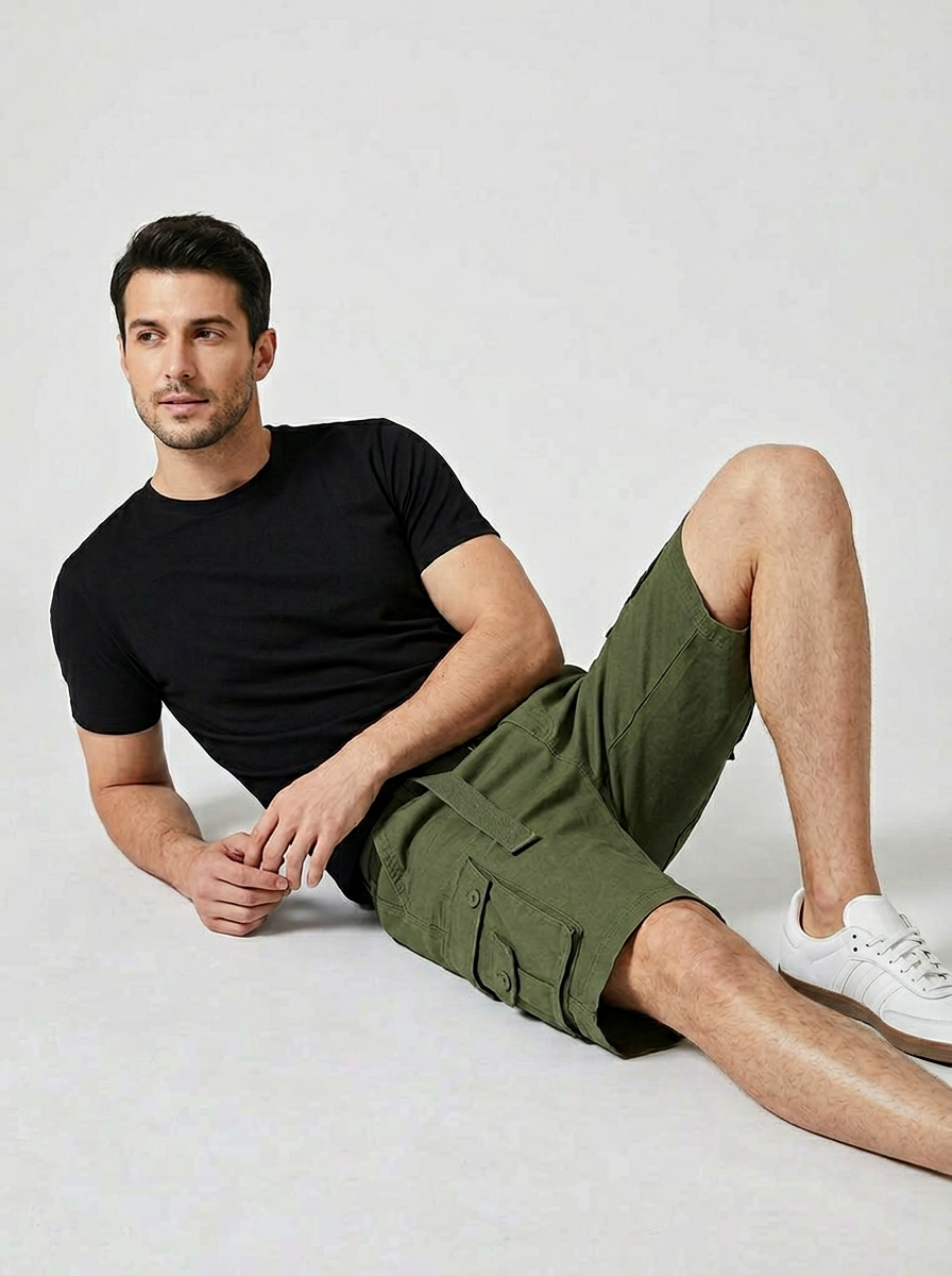 Pantalones Cortos Cargo Verde Oliva