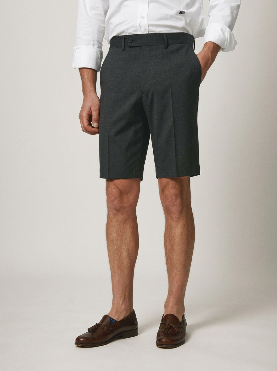 Bermudas de Vestir Gris Antracita