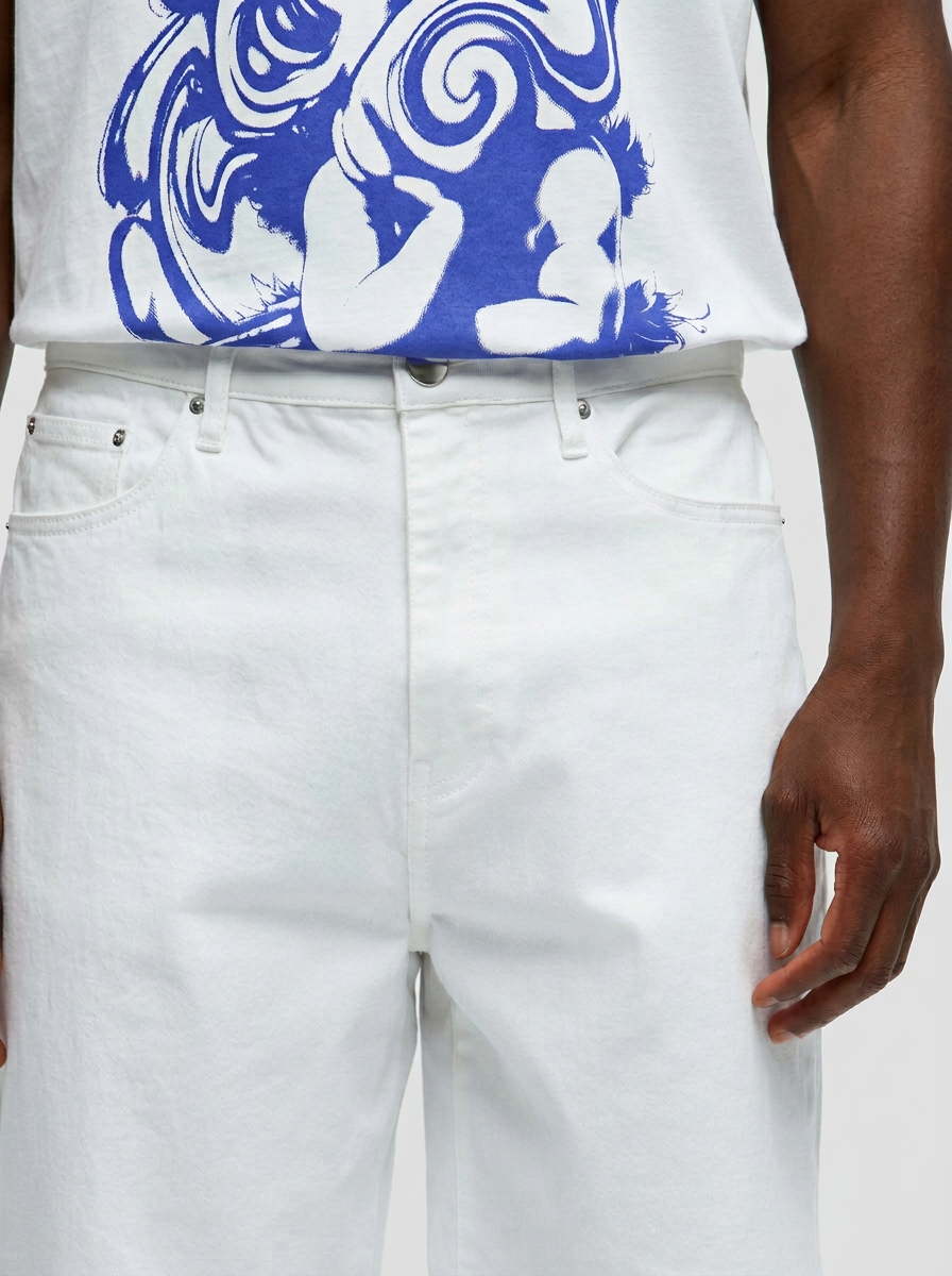 Bermudas Denim Blanco Transpirable