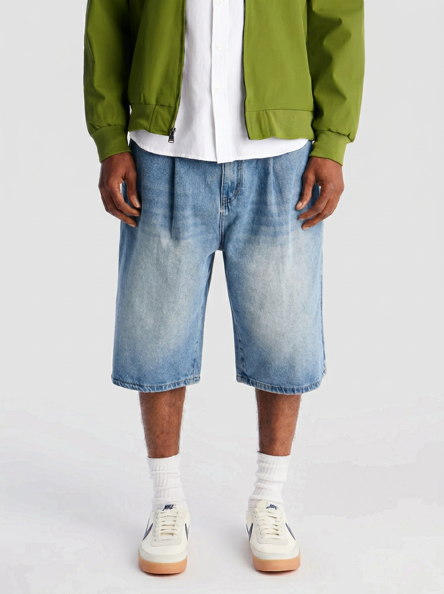 Short De Mezclilla Baggy - Azul Deslavado