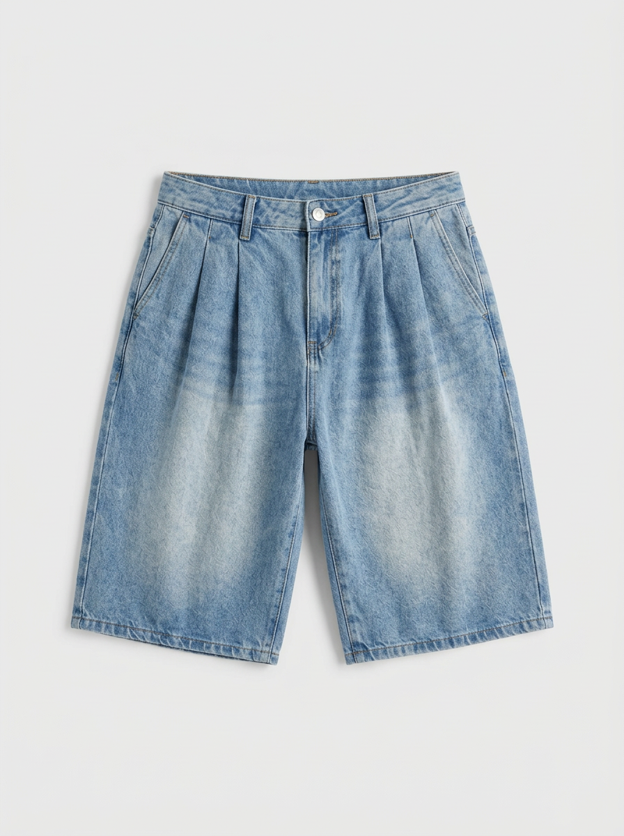 Short De Mezclilla Baggy - Azul Deslavado