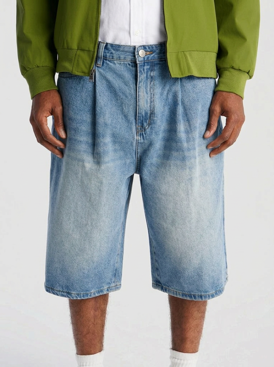 Short De Mezclilla Baggy - Azul Deslavado