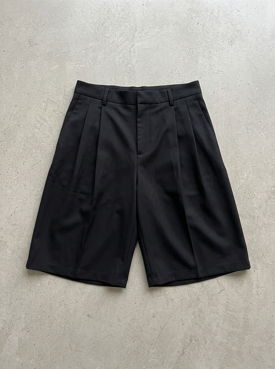 Bermudas de Vestir Plisadas Negras - Premium