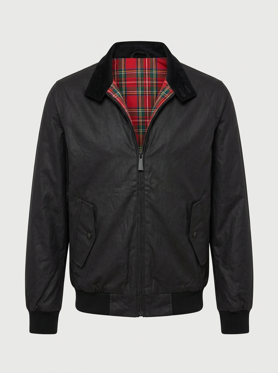 Cazadora de algodón encerado negra