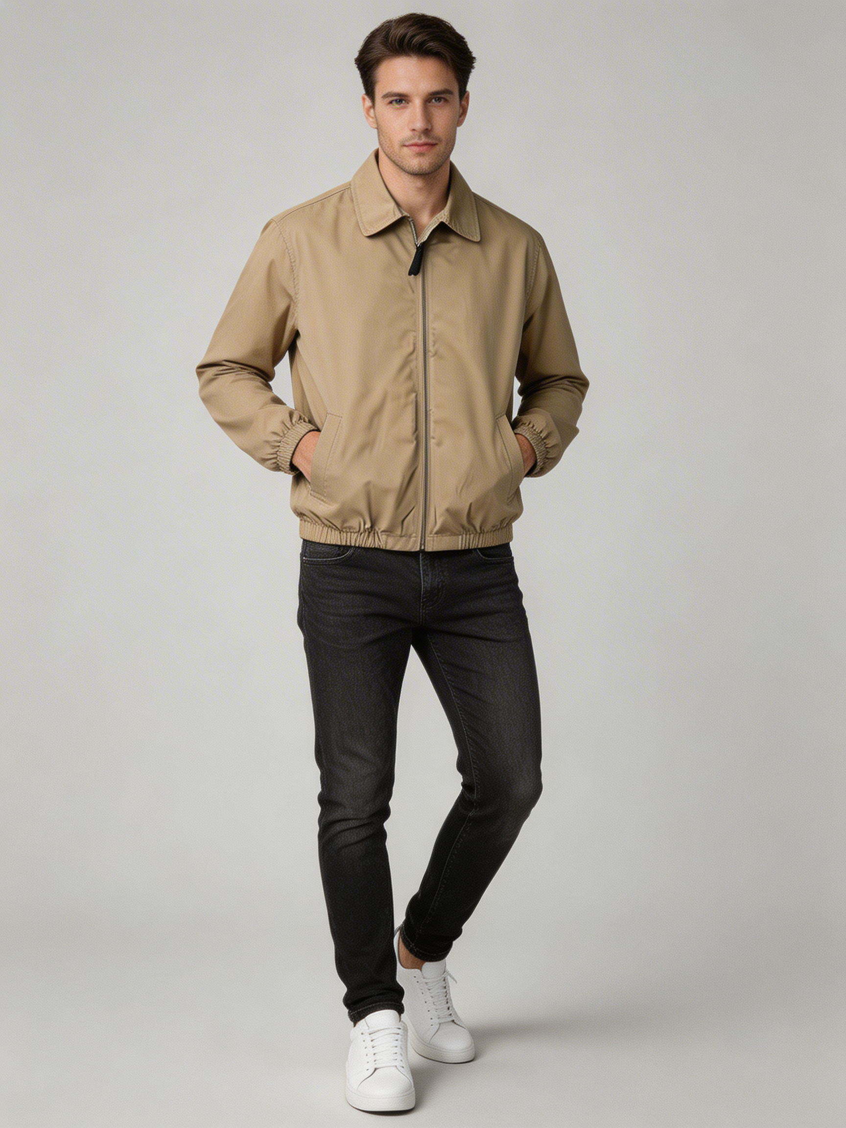 Chaqueta Harrington Beige - Clásico Atemporal