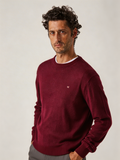 Jersey de cuello redondo de merino en burdeos
