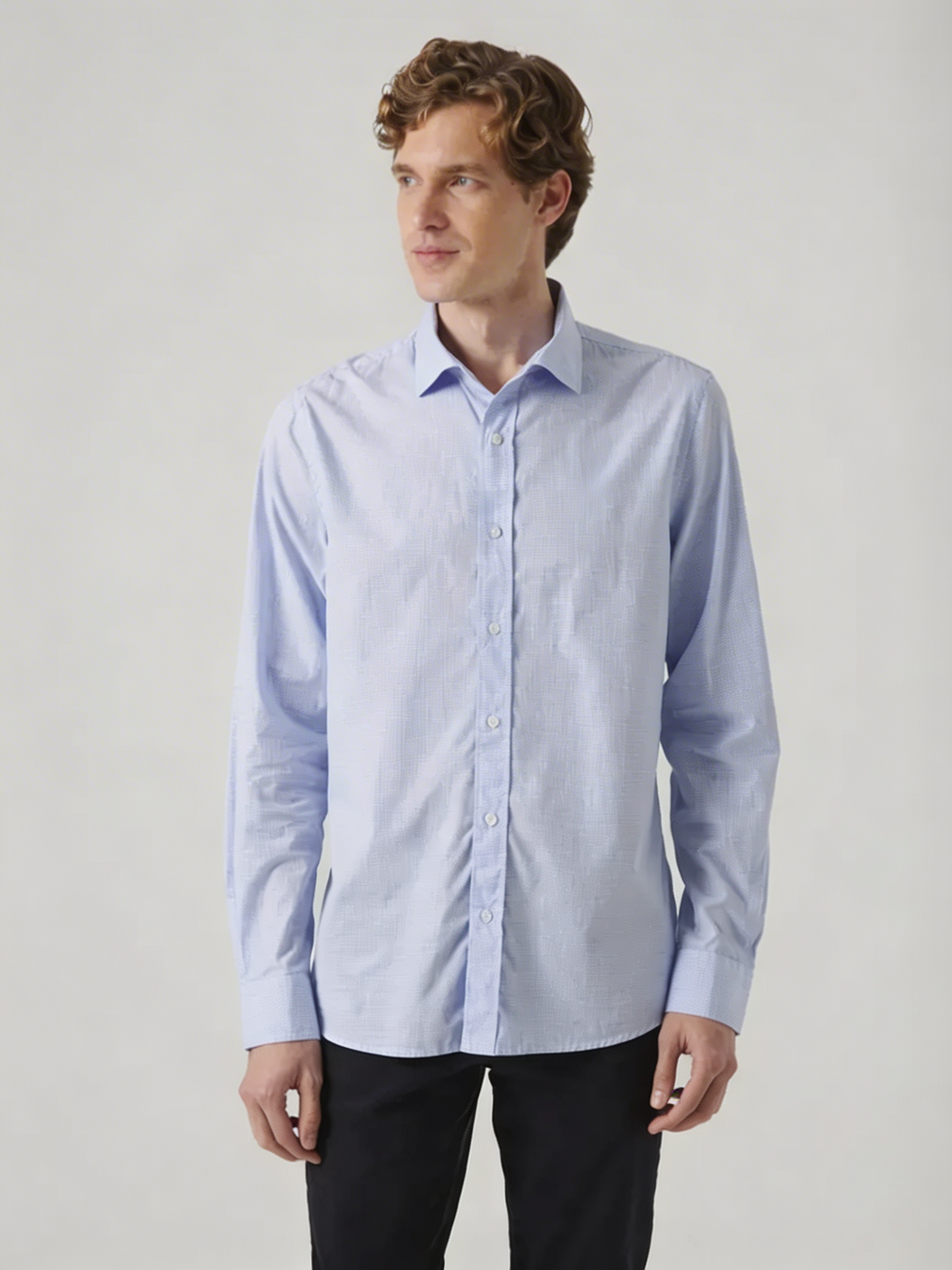 Camisa Vichy Celeste