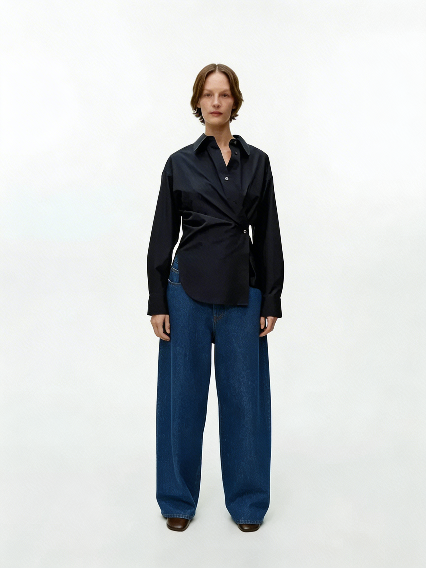 Camisa asimétrica azul marino