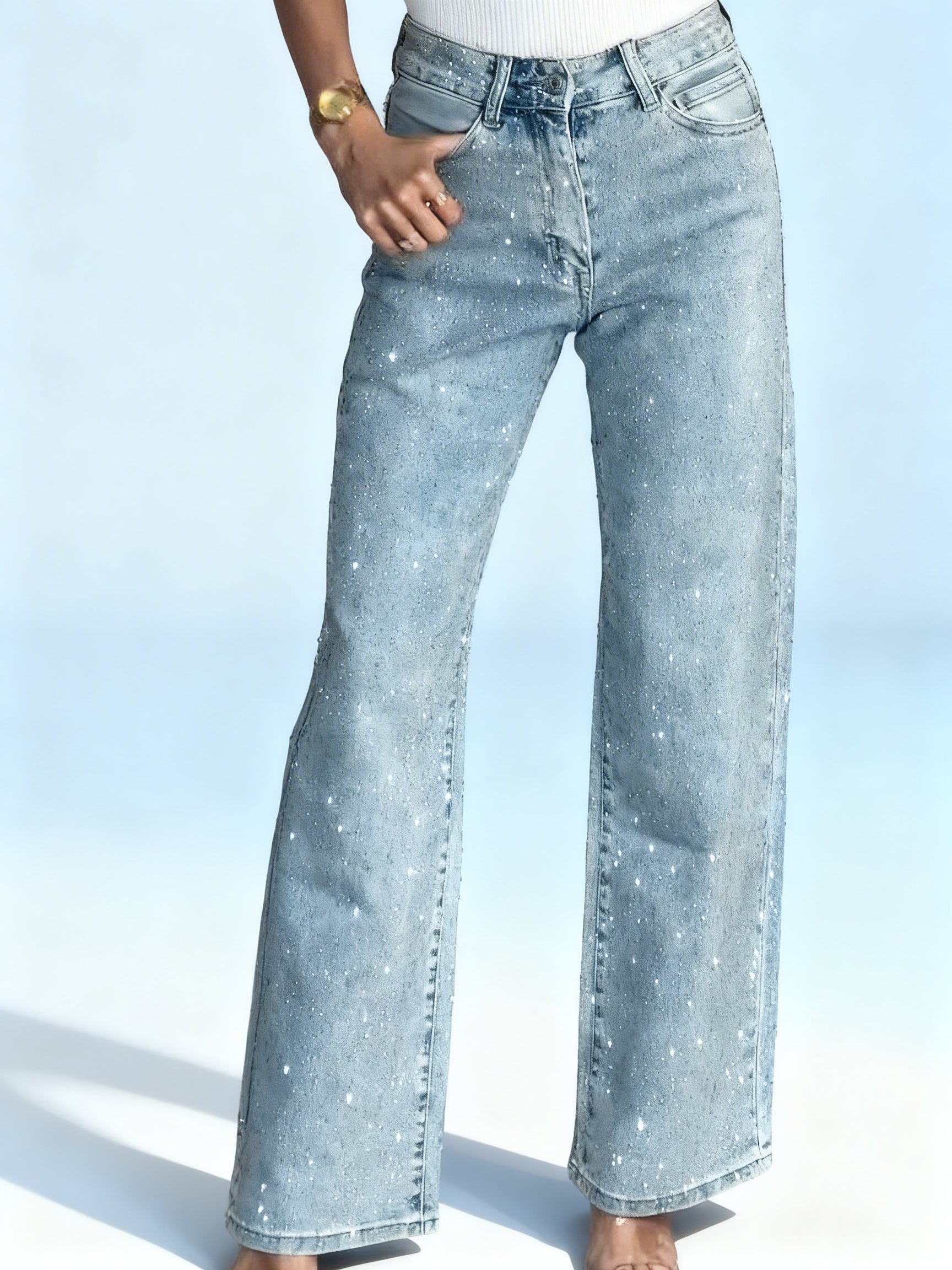 Vaquero recto con efecto Moteado