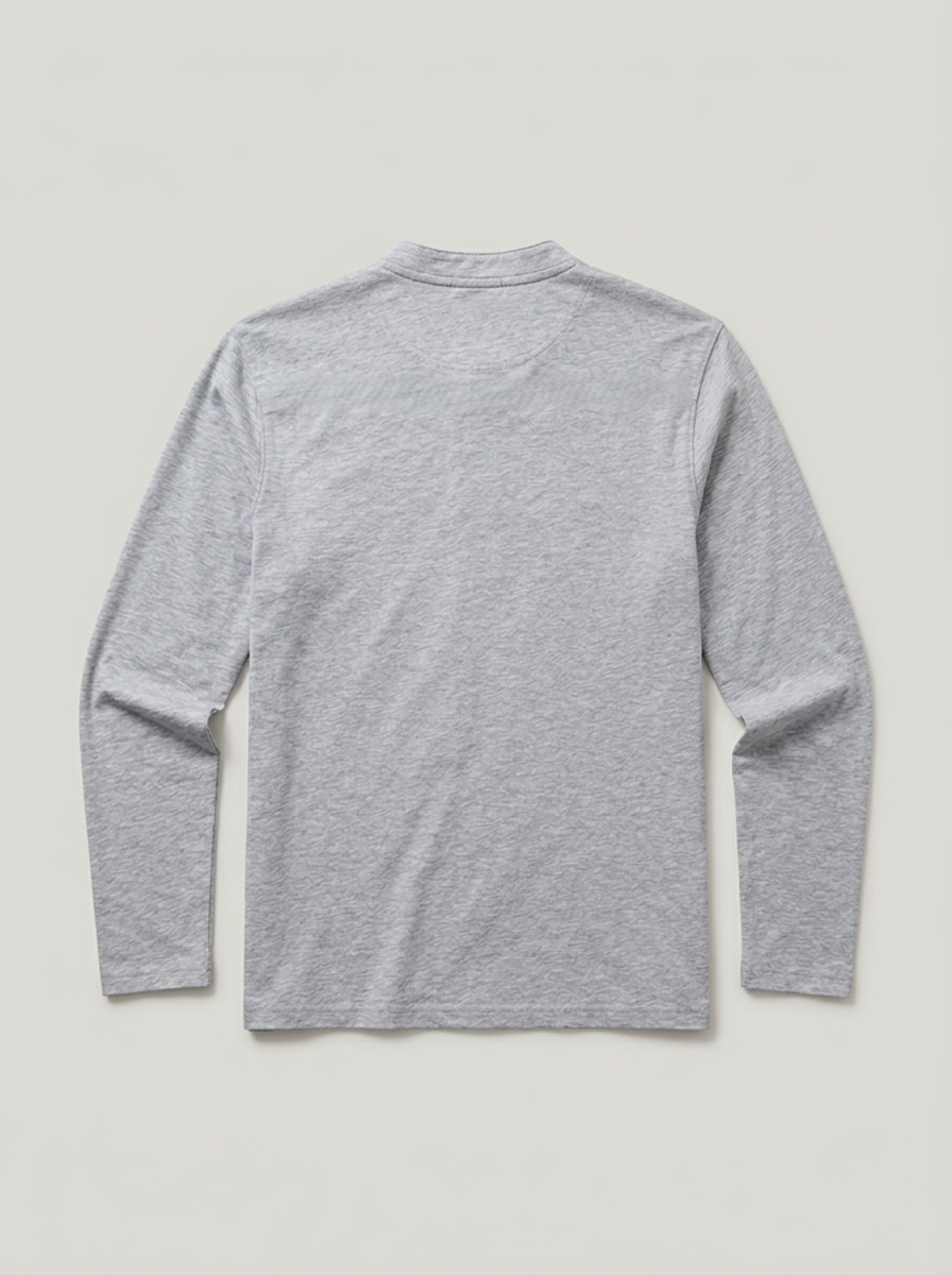 Camiseta de manga larga con cuello redondo abotonado