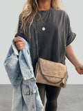 Camiseta Oversize con Tachuelas y de Manga enrollada