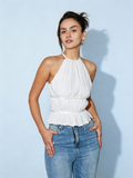 Top halter plisado