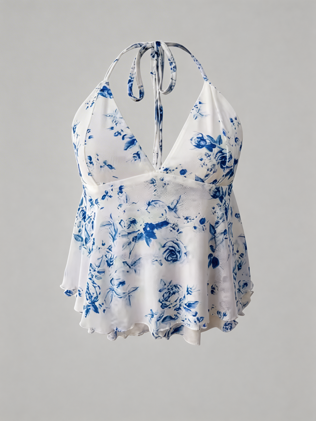 Top Con cuello Halter Estampado en Flores