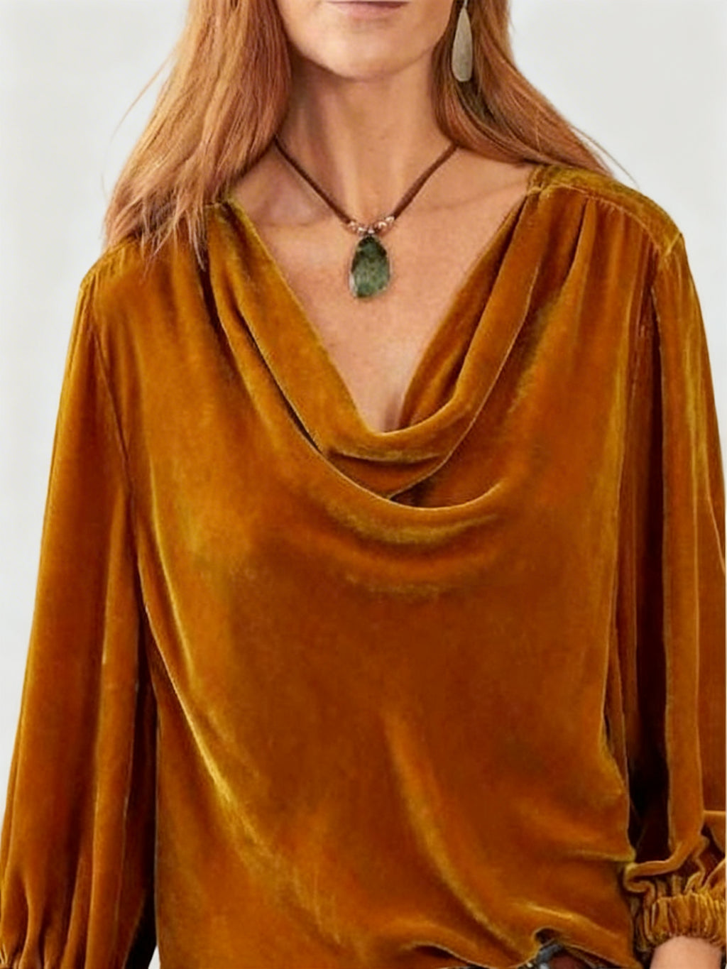 Camiseta Plisada de Terciopelo liso