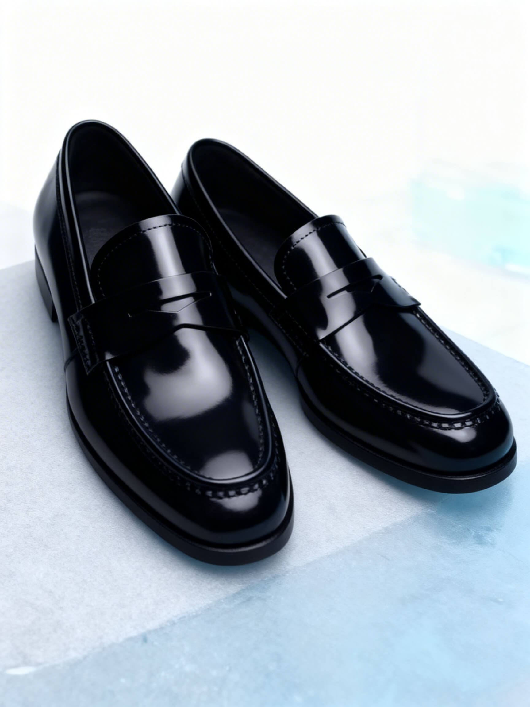 Mocasines negros de cuero mate