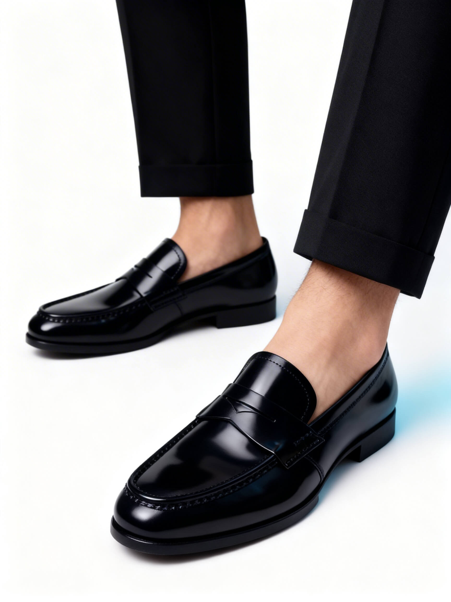 Mocasines negros de cuero mate